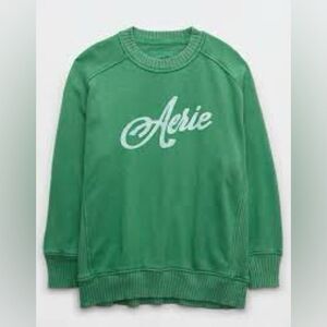 Aerie Kelly Green Down-To-Earth Crew Sweatshirt XXS Cozy Soft